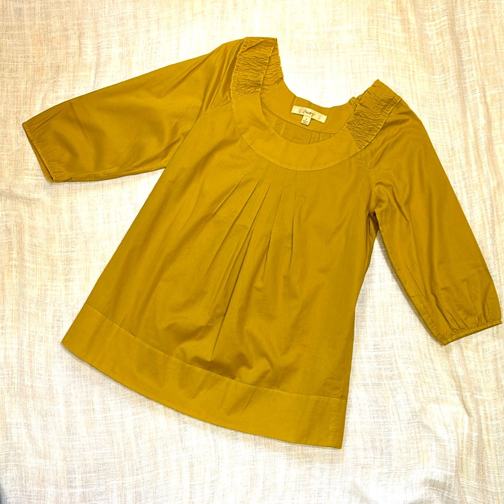 Motto Smock Blouse, Size Small, Marigold Yellow, 3/4 sleeves NWOT